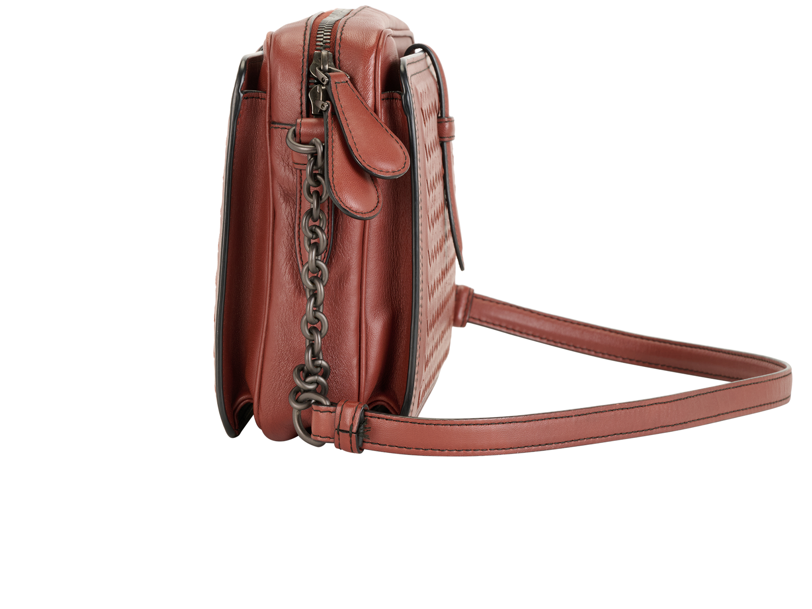 Intrecciato Camera Shoulder Bag, &pound;550, Handbags, Brown, Leather, Bottom view